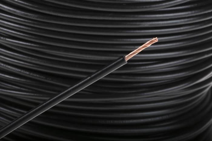 Zapojovací vodič plocha průřezu 1,5 mm², prameny vodičů: 30/0,25 mm, Černá, 1 kV DC, 600 V AC 100m 16AWG RS PRO UL1015