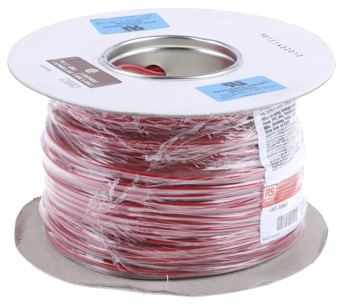 RS PRO | RS PRO Red 2.5mm² Hook Up Wire, 14 AWG, 50/0.25 mm, 100m, PVC ...