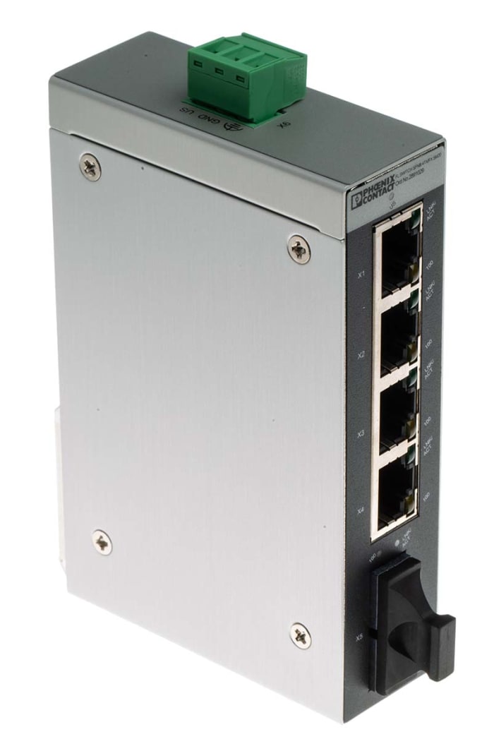 Switch Ethernet Phoenix Contact Montaje en carril DIN, 5 puertos, 10/100Mbit/s, 4 RJ45