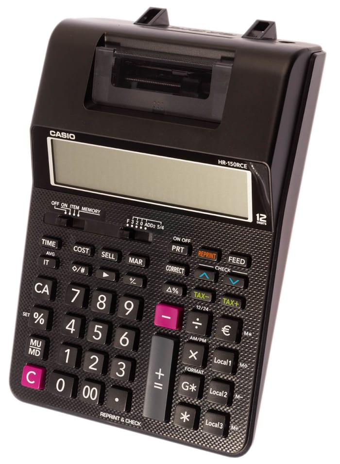 HR150RCE Casio Casio Battery, MainsPowered Printing Calculator 181