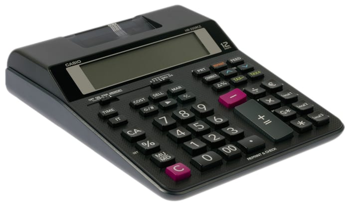 Calculatrice Imprimante Casio HR-200RCE, piles et solaire