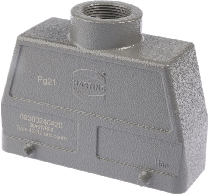 HARTING Han B Heavy Duty Power Connector Hood, PG21 Thread, Top Entry