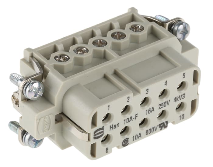 HARTING Heavy Duty Power Connector Insert, 16A, Female, Han A Series, 10 Contacts