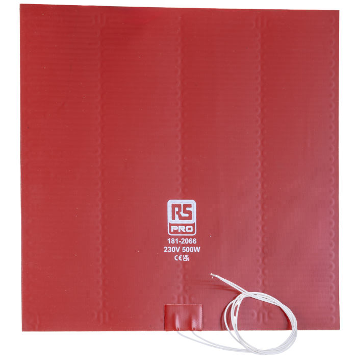Tapis chauffant en silicone Rectangle RS PRO, 230 V c.a., 500 W, 254 x 254mm