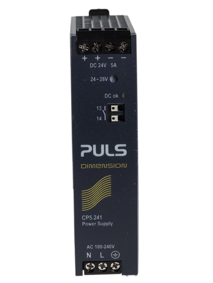 PULS CP DIN Rail Power Supply, 100 → 240V ac ac Input, 24V dc dc Output, 5A Output, 120W