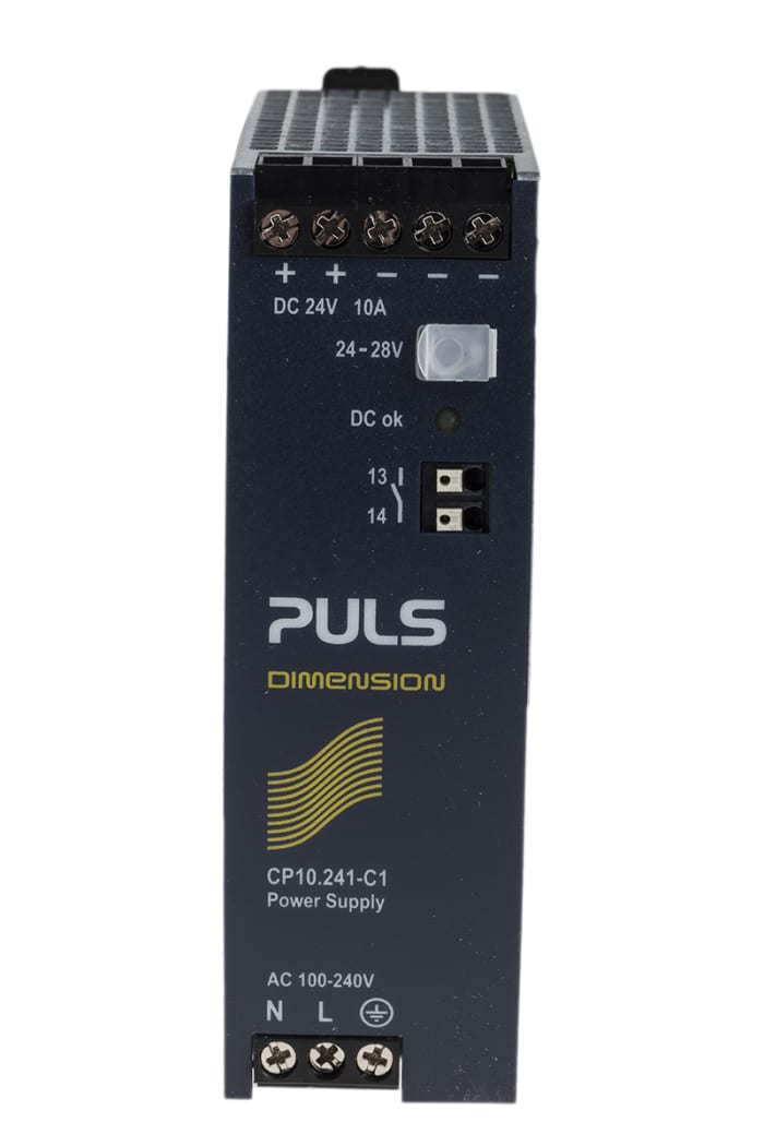 PULS CP DIN Rail Power Supply, 100 → 240V ac ac Input, 24V dc dc Output, 10A Output, 240W