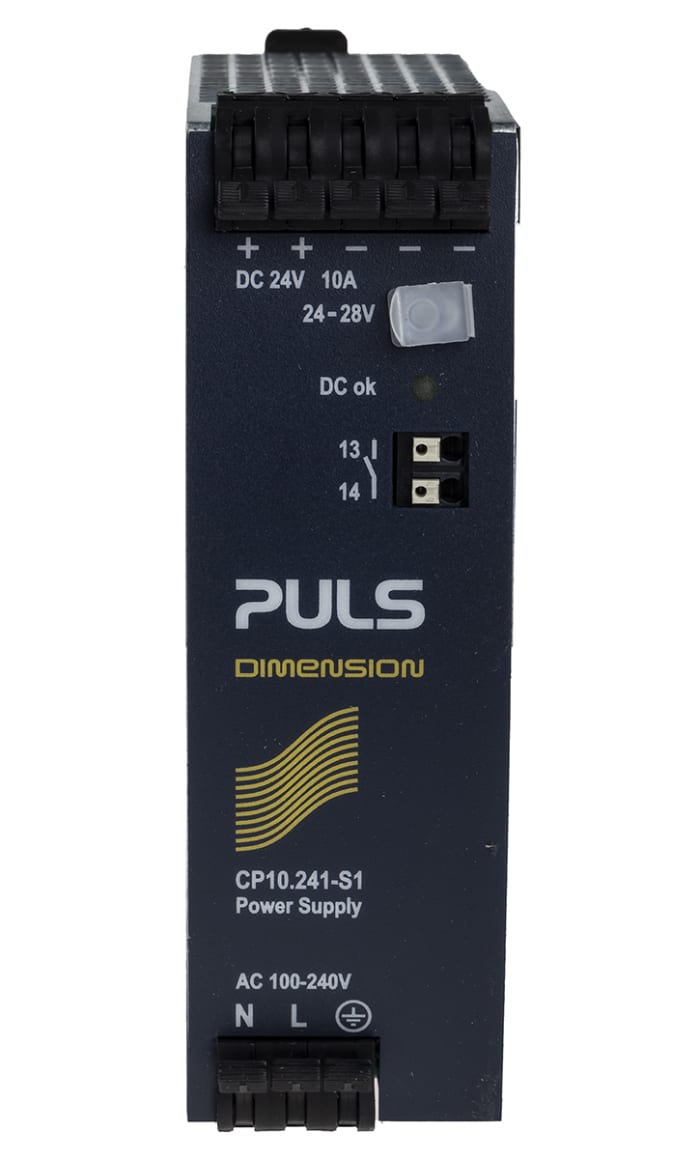 PULS CP DIN Rail Power Supply, 100 → 240V ac ac Input, 24V dc dc Output, 10A Output, 240W