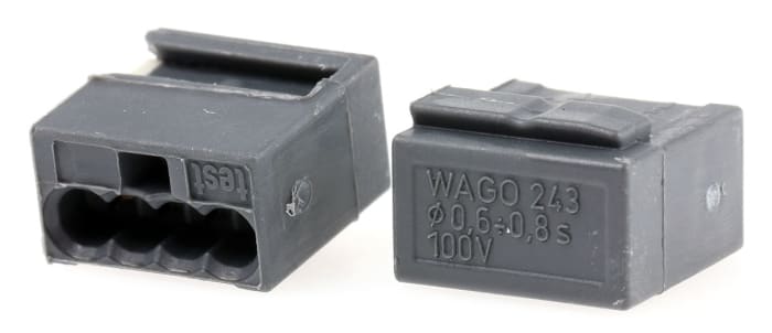Borne de conexión para caja de conexiones WAGO 243 MICRO PUSH WIRE de 4 vías, para cable de 22 → 20 AWG, 6A, 150