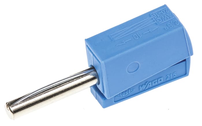 WAGO Blue Male Banana Plug, 4 mm Connector, Cage Clamp Termination, 20A, 42V, Nickel Plating