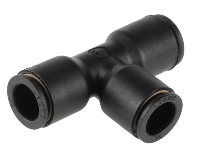 Legris LF3000 Series Tee Tube-to-Tube Adaptor Push In 10 mm, Push In 10 mm to Push In 10 mm, Tube-to-Tube Connection
