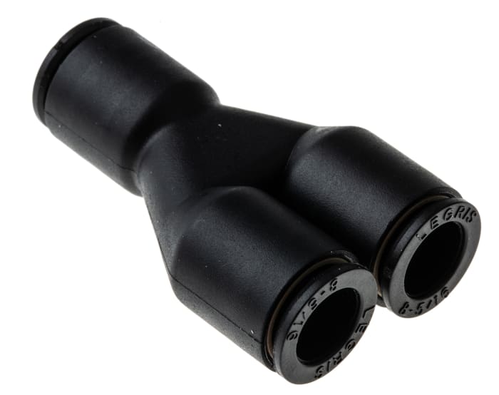 Legris LF3000 Series Y Tube-to-Tube Adaptor, Push In 8 mm to Push In 8 mm, Tube-to-Tube Connection Style