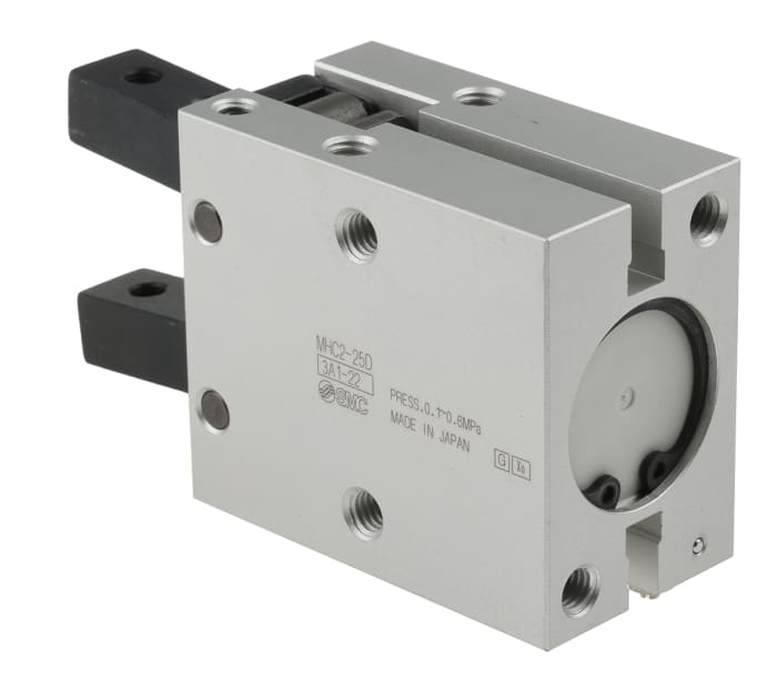 SMC 2 Finger Double Action Pneumatic Gripper, MHC2-25D, Angle Gripping Type