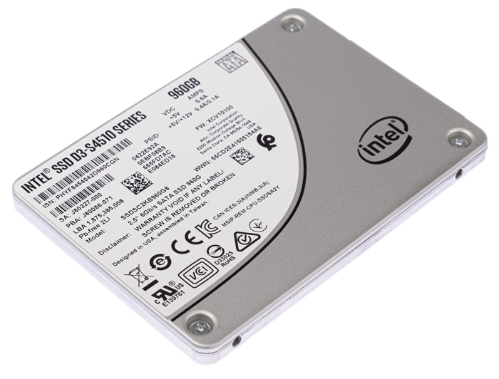 SSDSC2KB960G801 Intel Intel SSD S4510 2.5 in 960 GB Internal SSD Hard Drive 182 8169 RS Components