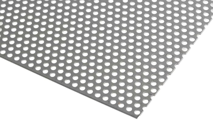 RS PRO Stainless Steel Perforated Metal Sheet 500mm x 500mm, 0.55mm Thick