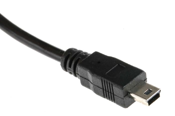 Cable USB 2.0 RS PRO, con A. USB A Macho, con B. Mini USB B Macho, long. 5m, color Negro