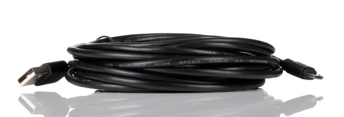 Cable USB 2.0 RS PRO, con A. USB A Macho, con B. Micro USB B Macho, long. 5m, color Negro
