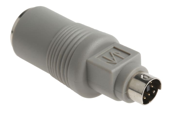 RS PRO 49.5mm Male 6 Pin Mini DIN to Female 5 Pin DIN Grey KVM Mixed Cable Assembly
