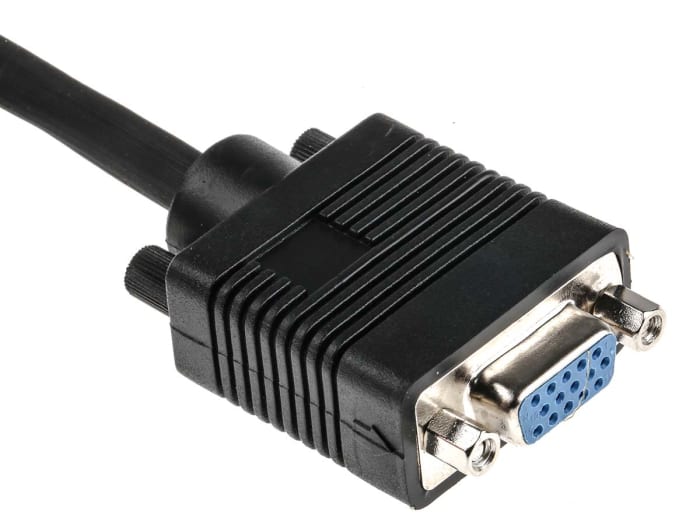 RS PRO, 0.5m Siyah Dijital Video ve Ekran Kablosu Düzeneği, Male VGA HD15 - Dişi SVGA HD15