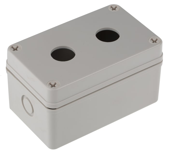 RS PRO Grey Plastic Push Button Enclosure - 2 Hole 22.5mm Diameter