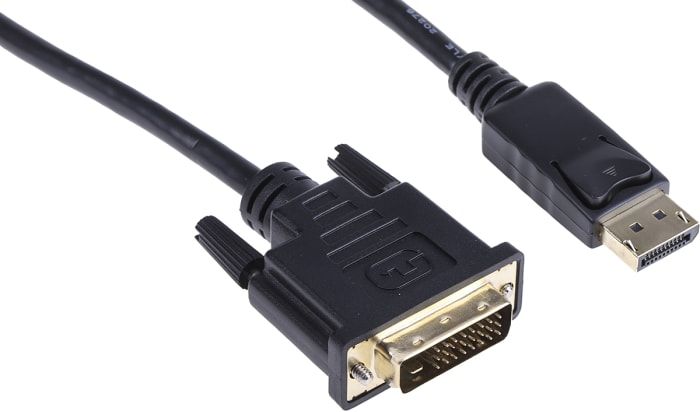 Sestava kabelů pro digitální video a monitory 3m, A: Samec DisplayPort, B: Samec DVI-D, Černá