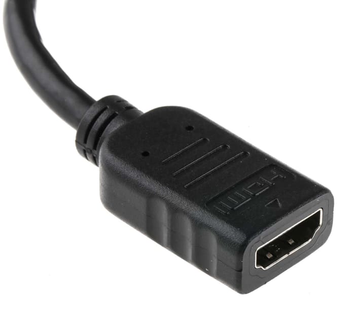 Cable DisplayPort negro RS PRO, con. A: DisplayPort macho, con. B: HDMI hembra, long. 150mm