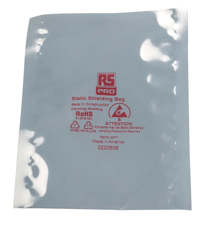 Sachet à blindage statique, RS PRO 152mm x 102mm x 0.07mm, Argent