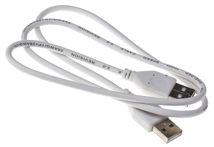 Cable USB 2.0 RS PRO, con A. USB A Macho, con B. USB A Macho, long. 800mm, color Blanco