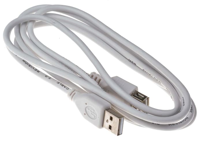 Cable USB 2.0 RS PRO, con A. USB A Macho, con B. USB A Hembra, long. 1.8m, color Blanco