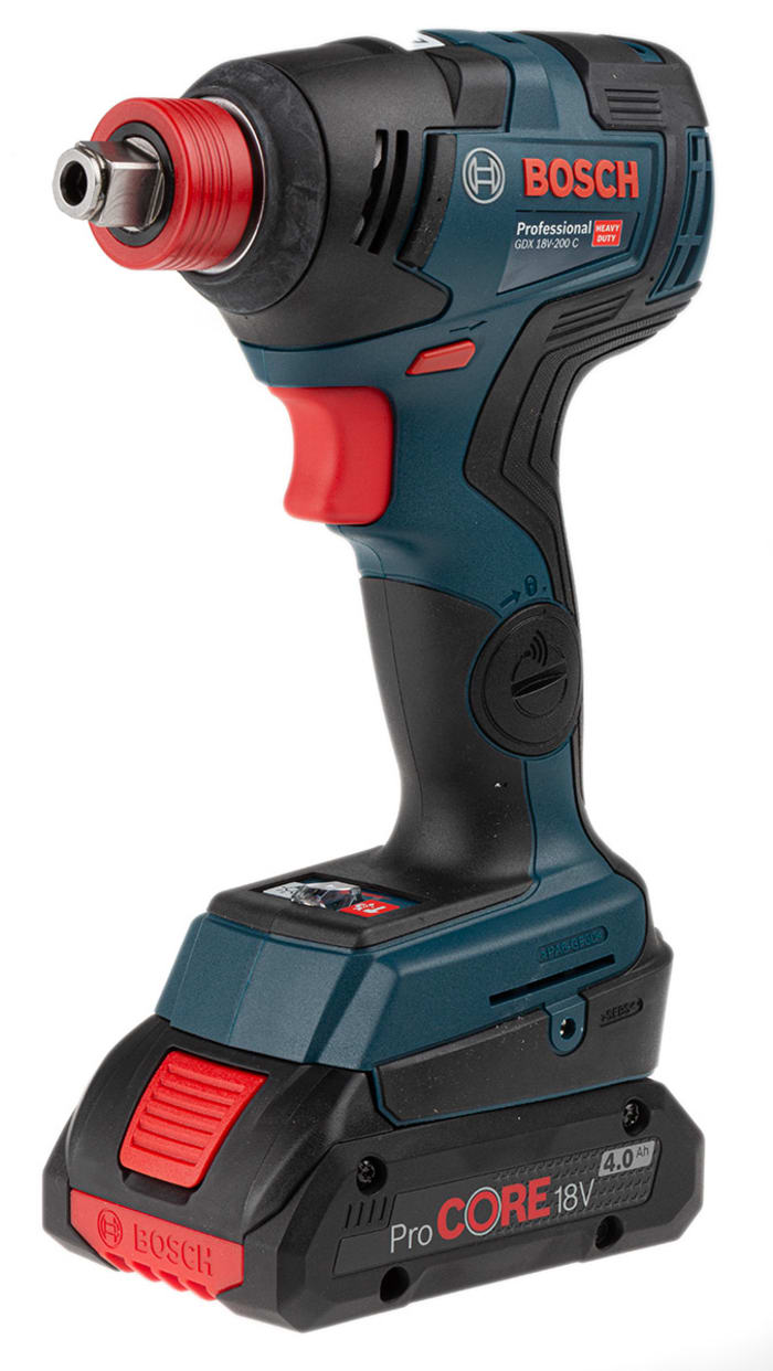 Clé à chocs 1/2" Bosch livrée sans batterie, 200Nm, 4Ah Sans fil 18V, 2 batteries Type G - Britannique 3 broches