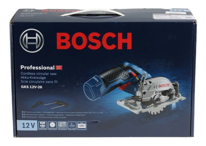 BOSCH 06016A1005 - GKS 12V-26 - Cordless circular saw 12 V 85 mm 1.400 rpm  in case with 2 3Ah batteries and charger