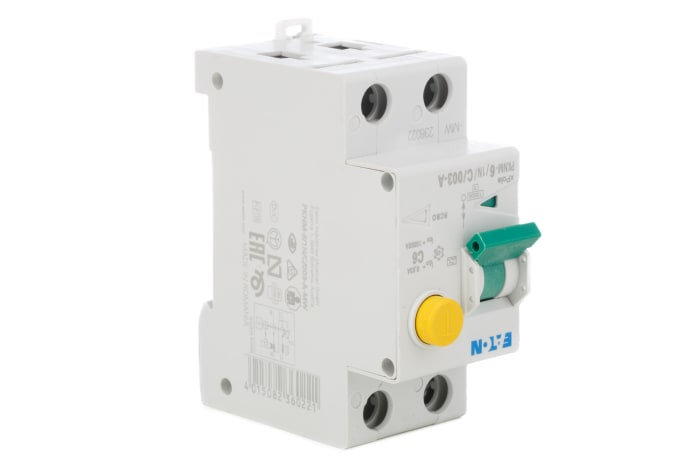 Disjoncteur différentiel magnéto-thermique Eaton 16A 1P+N, sensibilité 30mA Type C, Montage rail DIN