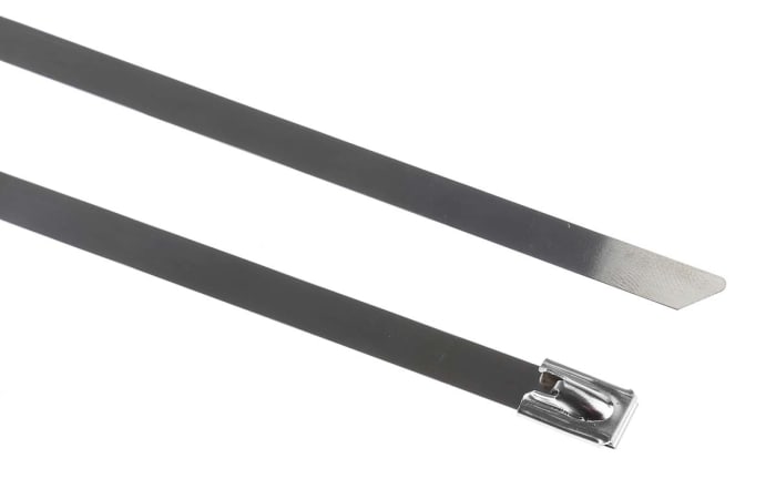 RS PRO Cable Tie, Ball Lock, 360mm x 7.9 mm 316 Stainless Steel, Pk-100