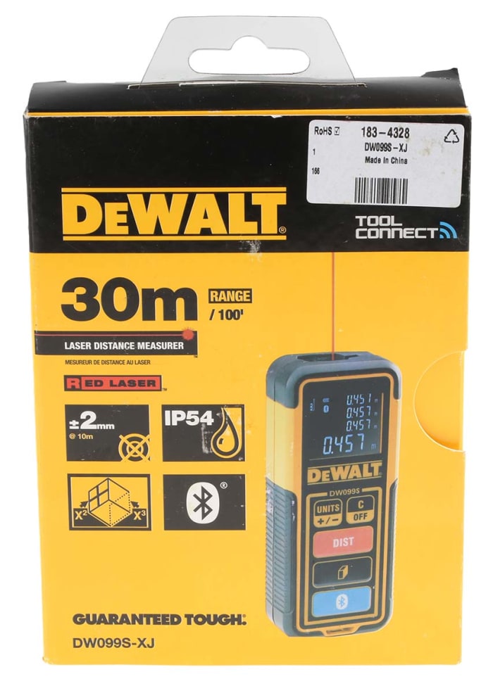 DeWALT 30M Laser Measure 30m Range 2 mm Accuracy DeWALT RS Components Israel