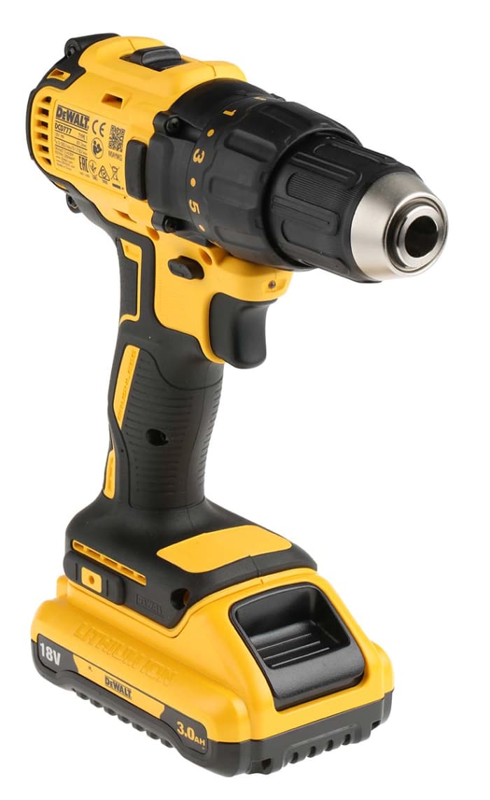 Taladro-atornillador DeWALT a batería Li-Ion de 18V 3Ah 340W, DCD777L2T con  2 baterías, Euroconector