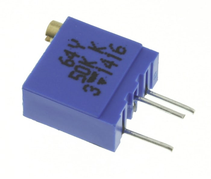 Vishay Trimpot (Trimmer Potansiyometre) 50kΩ, 19 (Elektriksel), 22 (Mekanik) Dönüşlü, Üstten Ayarlı, 1/2W, Pinli