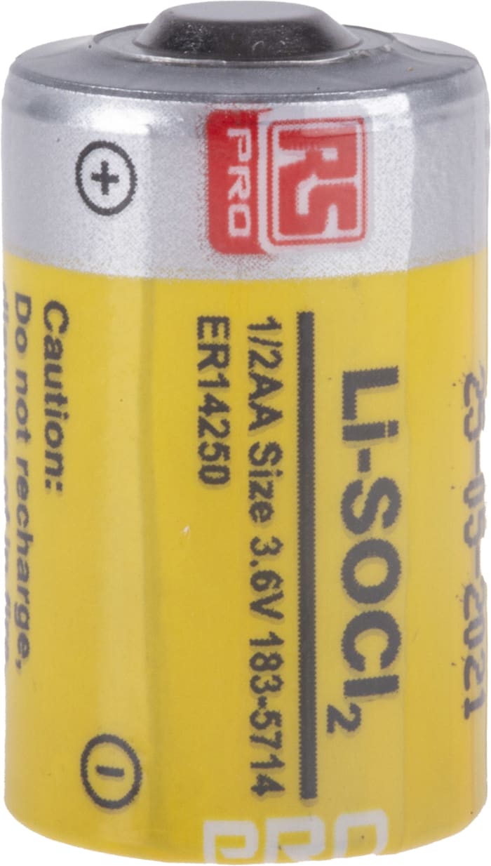 RS PRO, RS PRO Lithium Thionyl Chloride 3.6V 1/2 AA Battery, 183-5714