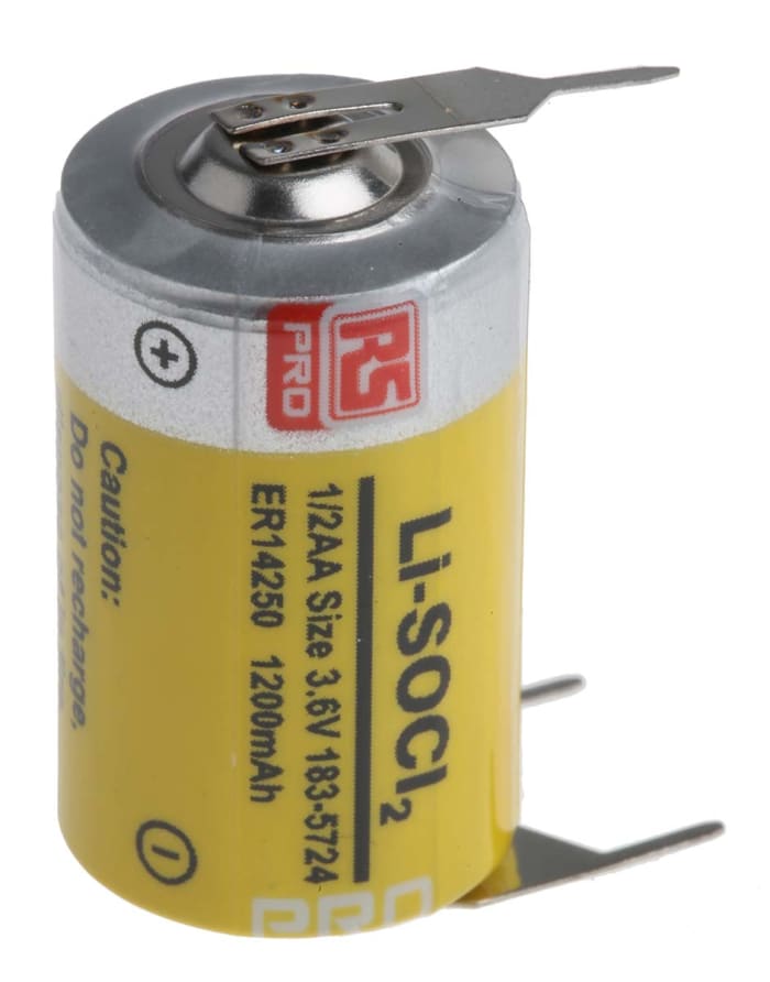 Pile 1/2 AA, 3.6V, RS PRO, Lithium Thionyle Chloride, 1.2Ah