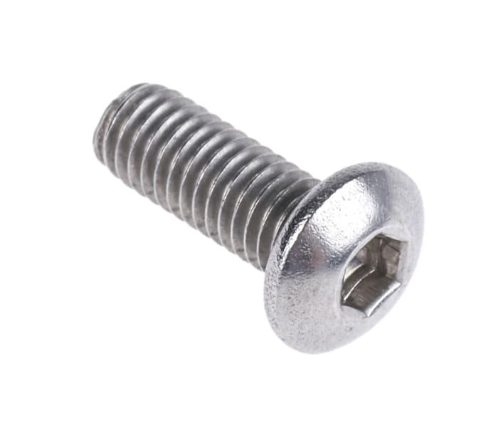 RS PRO M3 x 8mm Hex Socket Button Screw Plain Stainless Steel
