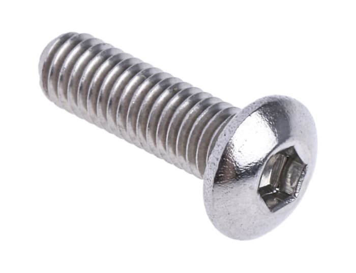 RS PRO M3 x 10mm Hex Socket Button Screw Plain Stainless Steel