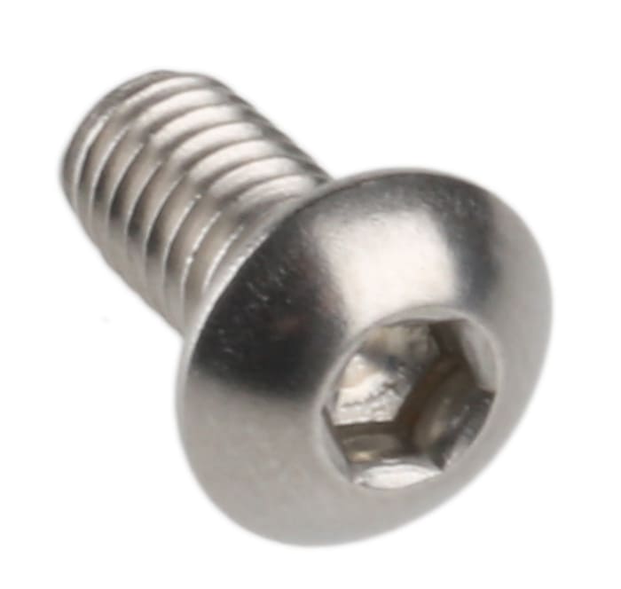 RS PRO M4 x 8mm Hex Socket Button Screw Plain Stainless Steel