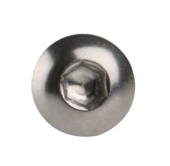 RS PRO M4 x 8mm Hex Socket Button Screw Plain Stainless Steel