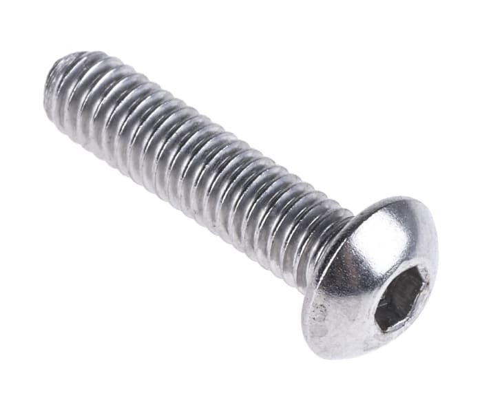 RS PRO M4 x 16mm Hex Socket Button Screw Plain Stainless Steel