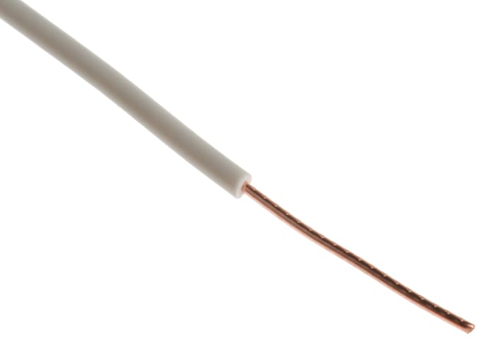 RS PRO White 0.5mm² Hook Up Wire, 1/0.8 mm, 100m, PVC Insulation