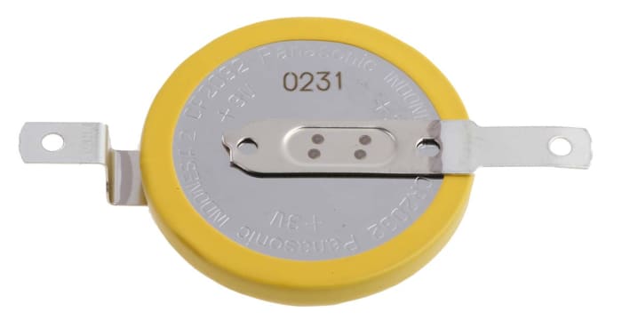 CR-2032/F2N Panasonic, Panasonic CR2032 Button Battery, 3V, 20mm Diameter, 183-9490
