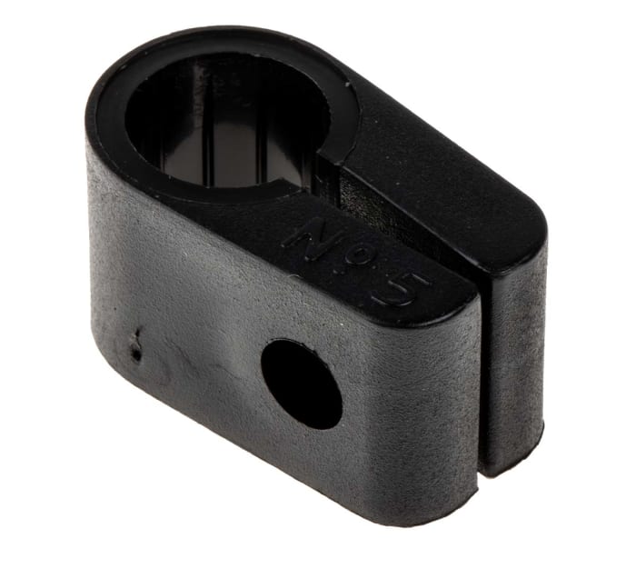 RS PRO Black PE Cable Clip, 12.7mm Max. Bundle