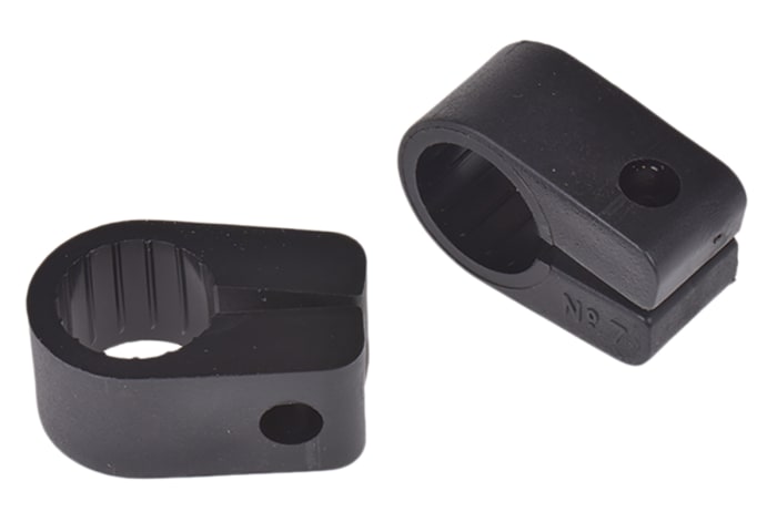 RS PRO Black PE Cable Clip 17.8mm Max. Bundle
