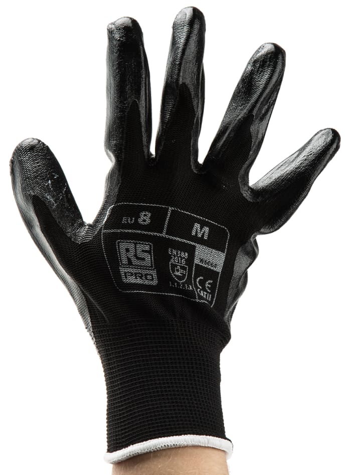 Gants de manutention RS PRO, Taille 8, Résistance abrasion/déchirure, 1 Paire, Noir