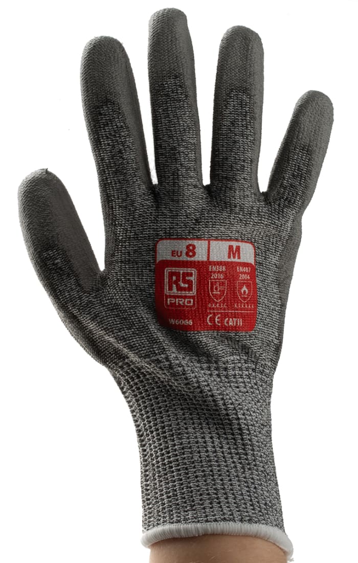 RS PRO Grey HPPE/Nylon/Glass Abrasion Resistant, Cut Resistant, Heat Resistant, Puncture Resistant, Tear Resistant Work