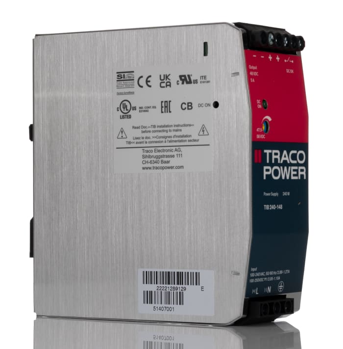 Fuente de alimentación de carril DIN TRACOPOWER, TIB 240, 1 salida 48V dc 5A 240W