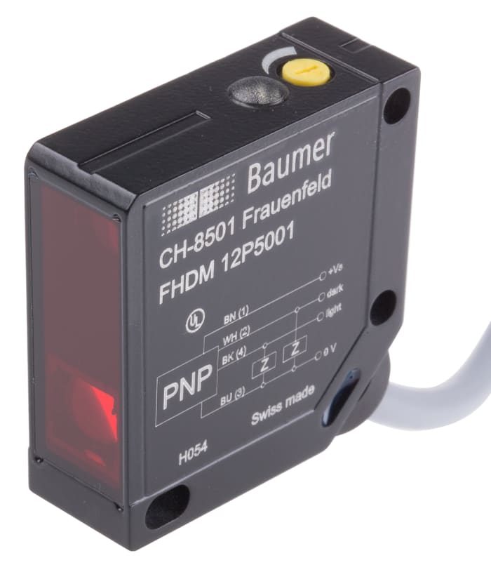 Baumer Diffuse Photoelectric Sensor, Block Sensor, 15 mm → 300 mm Detection Range